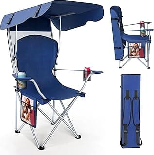 VTOY Portable Camping Chair with Canopy - Folding Chair with Canopy, Durable 600D Oxford Canopy Chair for Camping, Beach, Picnics, Fishing & Sports