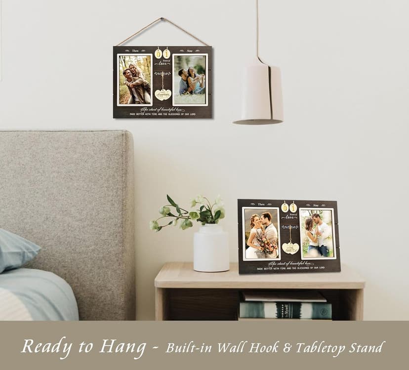 Anniversary Wedding Gifts for Couple Parents Wife Husband, Then & Now Anniversary Picture Frames(3 Options)
