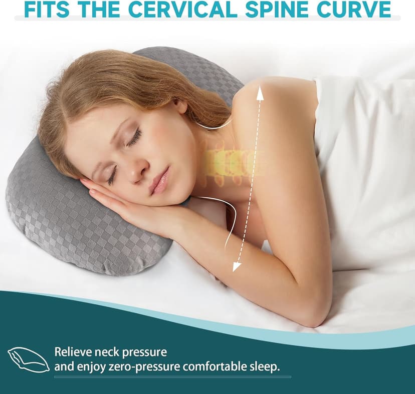 Ear Piercing Pillow with an Ear Hole, Cotton and Polyester Side Sleeping Pillow for CNH and Ear Pain Ear Inflammation Pressure Sores for Side Sleepers, Ear Guard Pillow (Light Grey)