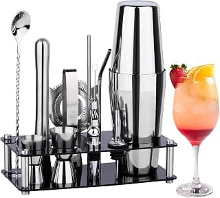 Bar Sets All Practical Bars Accessories, 18/8 Stainless Steel, for Drink Mixing, Bar, Home, Lounge & Party, Gift, Silver Wukuna Cocktail Shaker Bartender Kit, 15 Pcs Bar Tool with Acrylic Stand B0CH9K479X