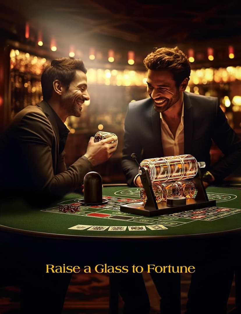 Kollea Slot Whiskey Decanter Set for Men, 50.7 Oz Casino Style Whiskey Decanter with 4 Dice Glasses, Birthday Gifts for Men Dad, Him, Boyfriend, Guy, Liquor Dispenser for Anniversary, Bar Christmas