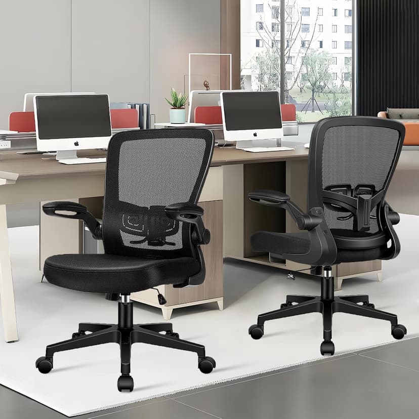 KLASIKA Desk Chairs with Wheels, Ergonomic Mesh Office Chair Adjustable Height and Swivel Lumbar Support Home Office Chair with Flip Up Armrests (8PK)