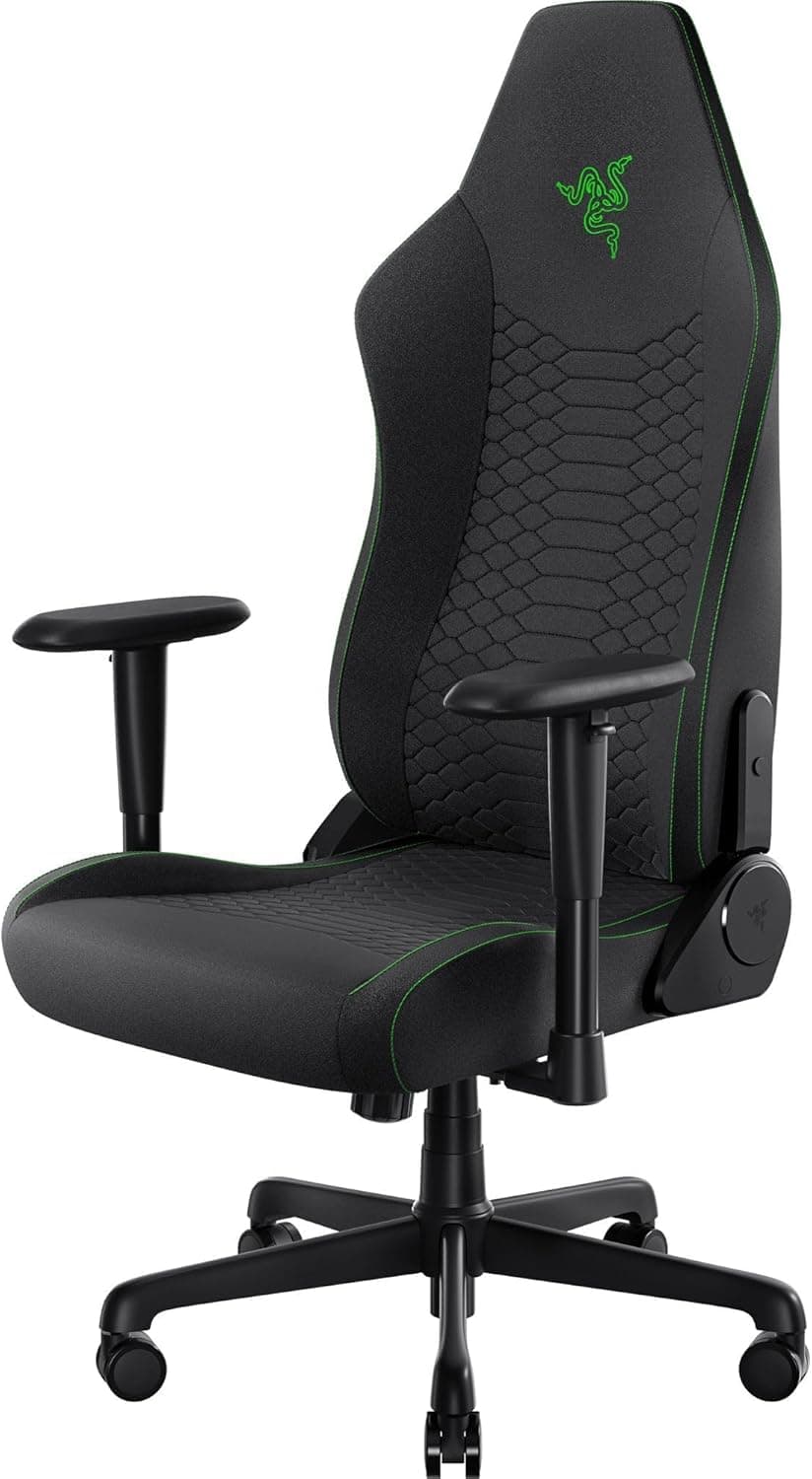 Razer Iskur V2 X Ergonomic Gaming Chair: Built-in Lumbar Support - Widened Seat Base - High Density Foam Cushions - Adjustable 152 Degree Recline - 2D Armrests - Plush Fabric Finish - Black