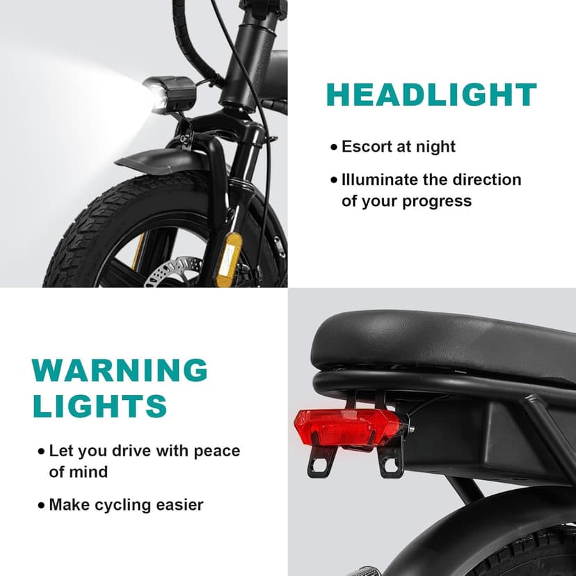 Electric Bike for Adults and Teens, 560-740W Motor, 20-25MPH Compact Commuter Folding Ebike, 32 Miles Range, 48V 10Ah Battery, 3-Level Pedal Assist, 14" Foldable Electric Bicycle, UL 2849 Certified