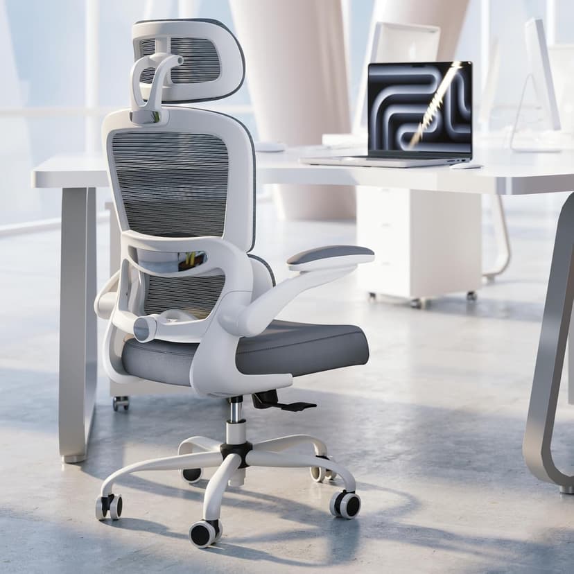TRALT Office Chair Ergonomic Desk Chair, 330 LBS Home Mesh Office Desk Chairs with Wheels, Comfortable Gaming Chairs (White)