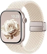 Braided Stretchy Band Compatible with Apple Watch Bands 38mm 40mm 41mm 42mm 44mm 45mm 46mm 49mm Women Men, Soft Nylon Solo Loop Magnetic Sport Strap for iWatch Series 11 10 9 8 7 6 5 4 3 2 1 SE Ultra