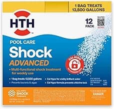 HTH 52037R Pool Care Shock Advanced, Swimming Pool Chemical - Cal Hypo Formula, Prevents Bacteria & Algae, Restores Crystal Clear Water - Shock Treatment, 1lb (12 Pack)