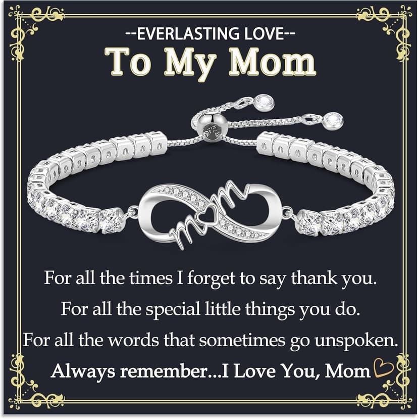 4MM Cubic Zirconia Tennis Bracelet, Infinity CZ Jewelry, Christmas, Mothers Day, Valentines Day, Birthday, Easter Mom Nana Grandma Aunt Mimi Gigi Grammy Granny Bracelet Gifts for Women B0GSZ6BKPH