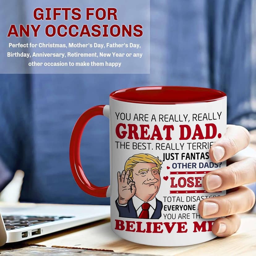 BECHUSKY Dad Gifts - Happy Birthday Dads - Best Dad Ever Cup - Dads Coffee Mug from Daughter, Son, Child - Fathers Day, Christmas, Birthday Gifts for Fathers, Papa, Daddy - Father Present Ideas