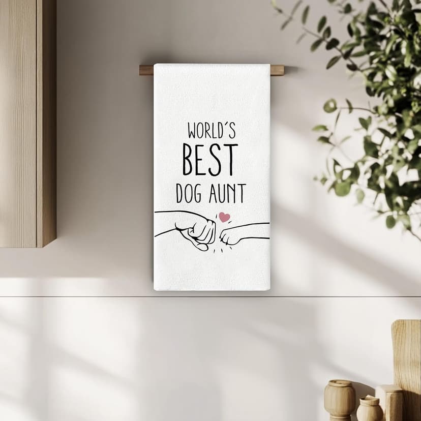 World's Best Dog Aunt Kitchen Towels, Aunt Gifts, Dog Gifts, Aunt Hand Towels Dish Towels for Bathroom Kitchen 16x24 Inch