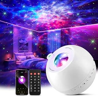 Birthday,Christmas,7 Brightness,Green Star,4 Speed,Bluetooth,Remote,Timer,Teen,Bedroom Decor,Party,Relax,Led Lights,Lava Lamp One Fire Galaxy Projector,15 Colors,Gifts for Girls&Women&Boys,White Noise B0DCYLKPWB