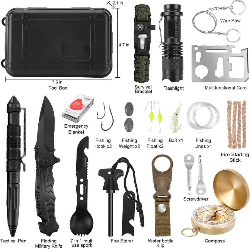 Gifts for Men Dad Christmas Husband Teenage Boy, Survival Kit 28 in 1, Survival Gear Tool Emergency Tactical Equipment Supplies Kits for Families Outdoors Camping Hiking Adventures B09DPFD2DP