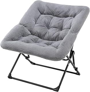 Oakham Comfy Chair for Adults, Soft Faux Fur Folding Lounge for Bedroom Living Room Dorm Rooms Flexible Reading Chair for Teens Kids, X-Large Foldable (Faux Fur-Grey)