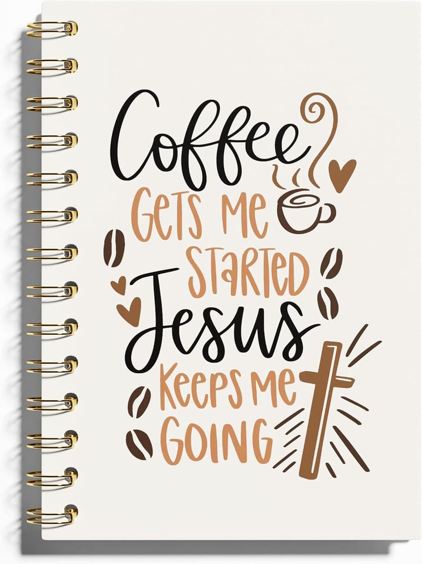 WFSM Coffee and Jesus Notebook - Coffee Christian Journal, Coffee Jesus Spiral Notebook, Coffee Christian Jesus Decor, Jesus Gifts for Women, Gifts for Coffee Lovers, Christian Gifts, 5.5x8.3 Inches B0DJKV6SK2