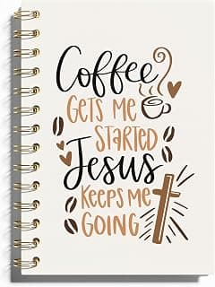 WFSM Coffee and Jesus Notebook - Coffee Christian Journal, Coffee Jesus Spiral Notebook, Coffee Christian Jesus Decor, Jesus Gifts for Women, Gifts for Coffee Lovers, Christian Gifts, 5.5x8.3 Inches B0DJKV6SK2