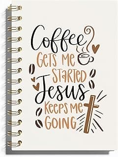 WFSM Coffee and Jesus Notebook - Coffee Christian Journal, Coffee Jesus Spiral Notebook, Coffee Christian Jesus Decor, Jesus Gifts for Women, Gifts for Coffee Lovers, Christian Gifts, 5.5x8.3 Inches B0DJKV6SK2
