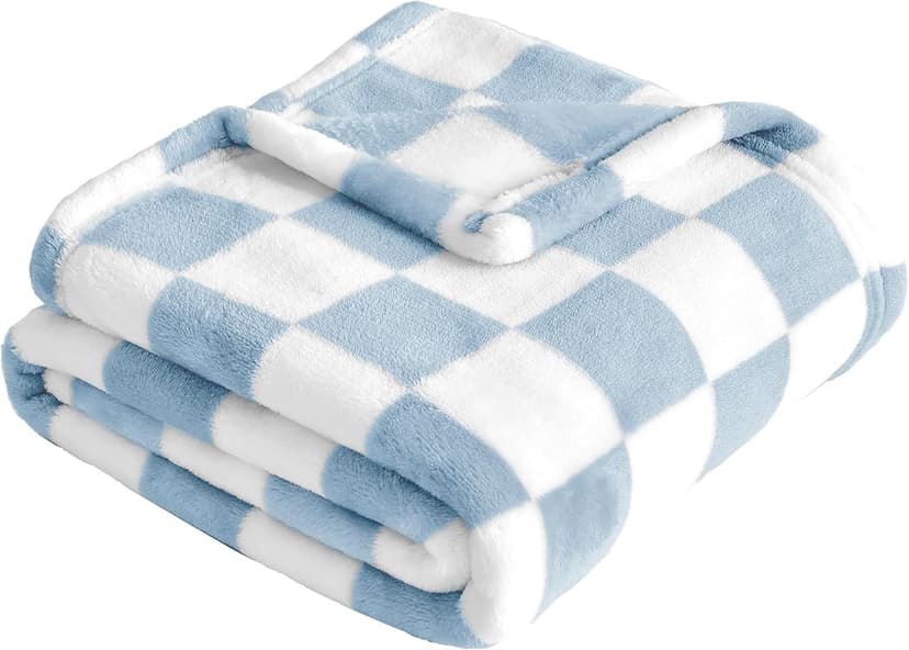Yurhap Checkered Baby Blanket Fleece Baby Blankets for Boys, Ultra Soft Cozy Fluffy Infant Toddler Newborn Receiving Blankets for Crib Stroller, 30''x40'', Blue B0DBHD9QV1