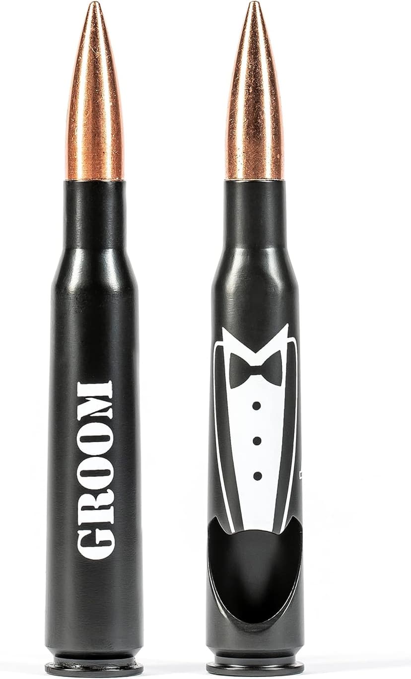 Engraved 'GROOM' 50 Cal Bottle Opener - Wedding Gift for Groom