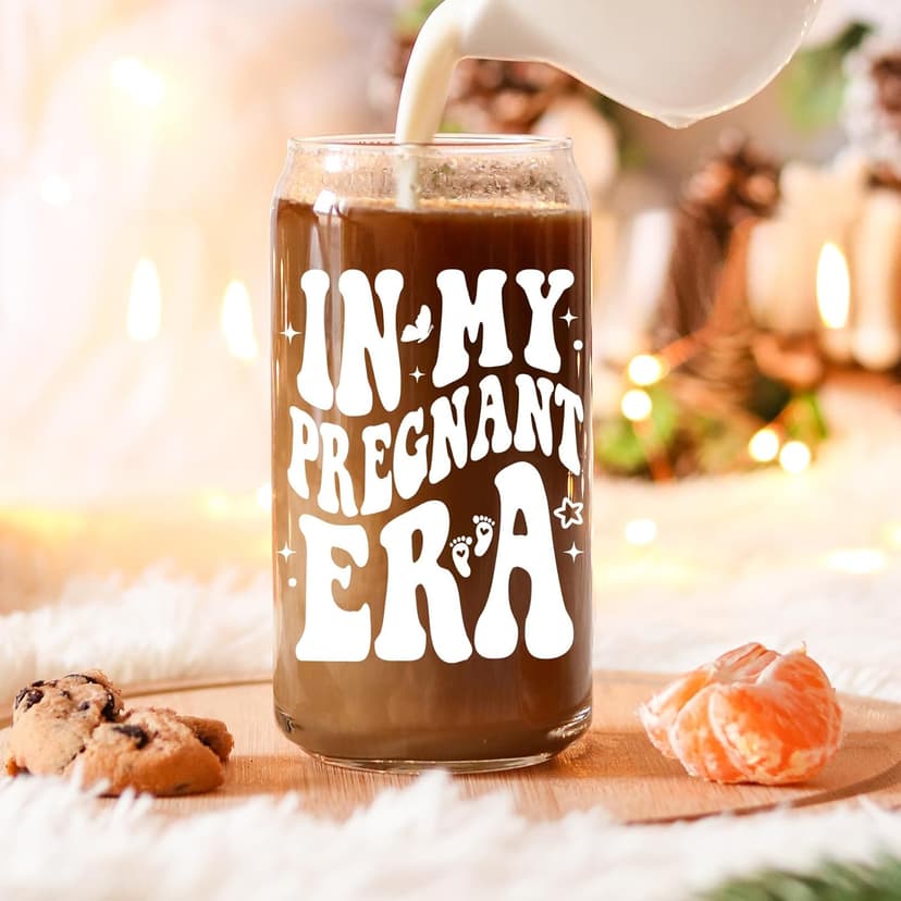 Fairy's Gift Pregnant Women Iced Coffee Cup, Cute Pregnant Mom Gifts, New Mama 16 oz Coffee Glass Cup, New Mothers Birthday Christmas, Pregnancy Gifts for Expecting Mom, First Time Mommy, Mommy to Be