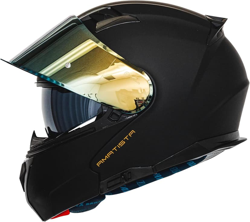 HAX Amatista Modular Flip-Up Dual Visor Motorcycle Helmet - DOT/ECE Approved, Lightweight, Comfortable, and Stylish Helmet for Men and Women (Matte Black XXL)