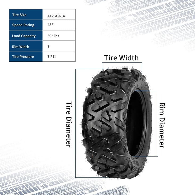 Garvee 2 Pack 26x9-14 ATV UTV Tires 6-Ply All-Terrain Tubeless Tires for Daily Work, Hunting & Recreational Riding on ATV, UTV, Quad and 4 Wheeler