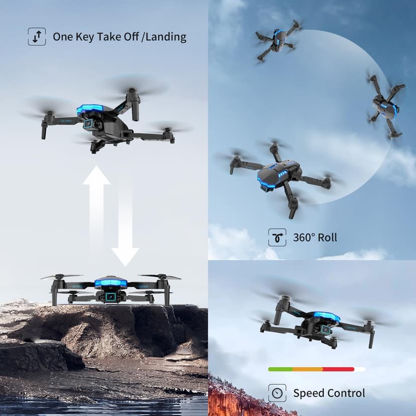 Drone with Camera 1080P with Brushless Motor Drone for Beginner, Long Fly Time, One Key Take Off/Land, RC Quadcopter Toys Gifts for Boys Men Birthday Gifts