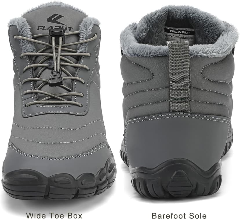 FLARUT Mens Womens Barefoot Snow Boots Winter Warm Shoes Fur Lined Wide Toe Box Zero Drop Ankle Sneakers
