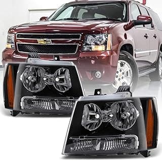 ACANII - For Black 2007-2014 Chevy Suburban Tahoe Avalanche Headlights Aftermarket Driver + Passenger Side