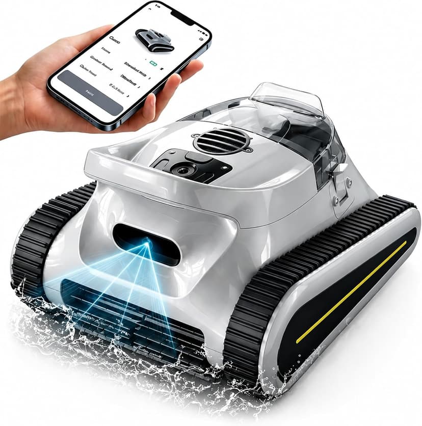 Cordless Robotic Pool Cleaner - Automatic Pool Vacuum Robot for Inground&Above Ground Pools, Wall&Waterline Climbing, Smart Navigation, 180mins Runtime, APP Control, Dual Filtration, Powerful Suction
