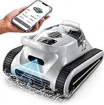 Cordless Robotic Pool Cleaner - Automatic Pool Vacuum Robot for Inground&Above Ground Pools, Wall&Waterline Climbing, Smart Navigation, 180mins Runtime, APP Control, Dual Filtration, Powerful Suction
