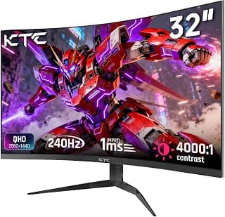 KTC 32 Inch 240Hz Curved Gaming Monitor, 2K 1440P PC Computer Monitor 1000R, 1ms (MPRT), 4000:1 Contrast, 122%sRGB, Adaptive Sync, HDMI Display Port, Tiltable, VESA Mount, H32S25E