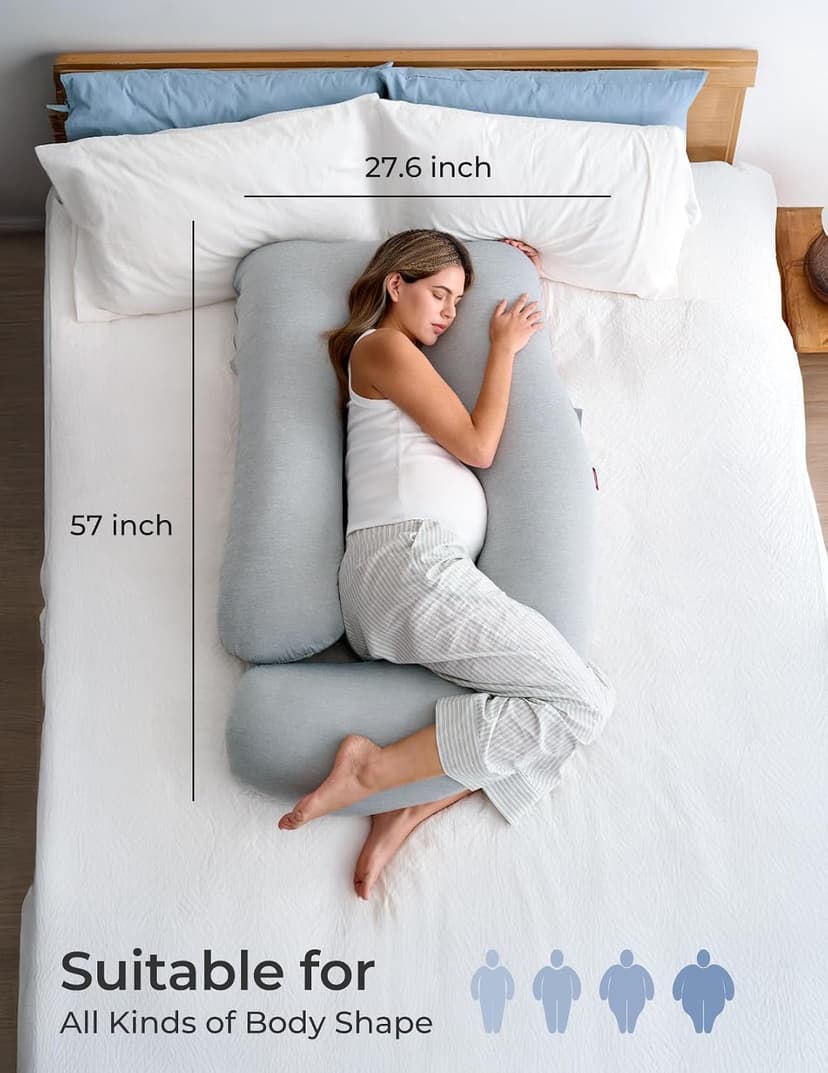 Removable Cover, Support for Back, Legs, Belly, Hips for Pregnant Women, Side Sleeper, Pregnancy Gifts & Essentials, 57 Inch Momcozy Cooling Pregnancy Pillow - U Shaped Full Body Maternity Pillow B09V4C1GDF