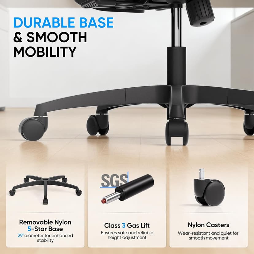 MoNiBloom Ergonomic Office Chair, High Back Mesh Desk Chair with Adjustable Headrest & 3D Armrests, Lumbar Support, 90–145° Recline, Swivel Rolling Computer Chair for Office Conference Room (1)