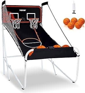 VEVOR Foldable Basketball Arcade Game, 2 Player Indoor Basketball Game, Home Dual Sport with 5 Balls, 8 Game Modes, Electronic Scoreboard, and Inflation Pump,Adults