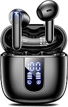 Haqquio Wireless Earbuds, Bluetooth Headphones with Deep Bass Stereo, 48H Playback Ear Buds with LED Power Display, Lightweight, IPX7, in-Ear Earphones with Mic for iPhone/Android/iPad, Black