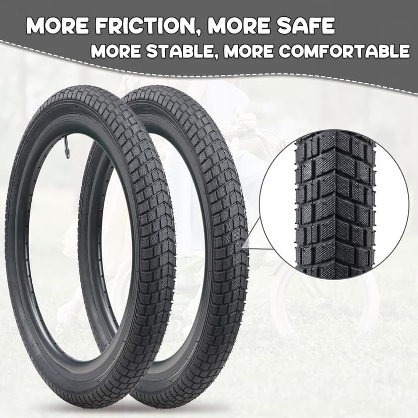 12/16/20x2.125 Bike Tires 1/2 Pack 12/16/20 Inch Kids Folding Replacement Tire/Tube Suitable for Tires 12/20x2.1 12/16/20x2. 125 12/20x2.25, Multiple Colors