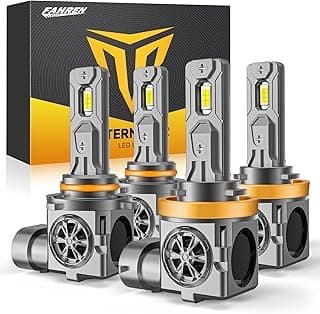 Termitor H11/H8/H9 & 9005/HB3 Light Bulbs Combo, 100,000LM 12X Ultra Brightness, Real 1:1 Mini Size, 6500K White 85000Hrs Long Life with Cooling Fan, 9005 H11 Fog Lights, Plug and Play, Pack of 4