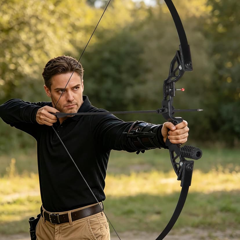 51" Recurve Bow and Arrow Adult Set, 40lb Takedown Archery Adult Bow Suitable for Outdoor Practice (Black)
