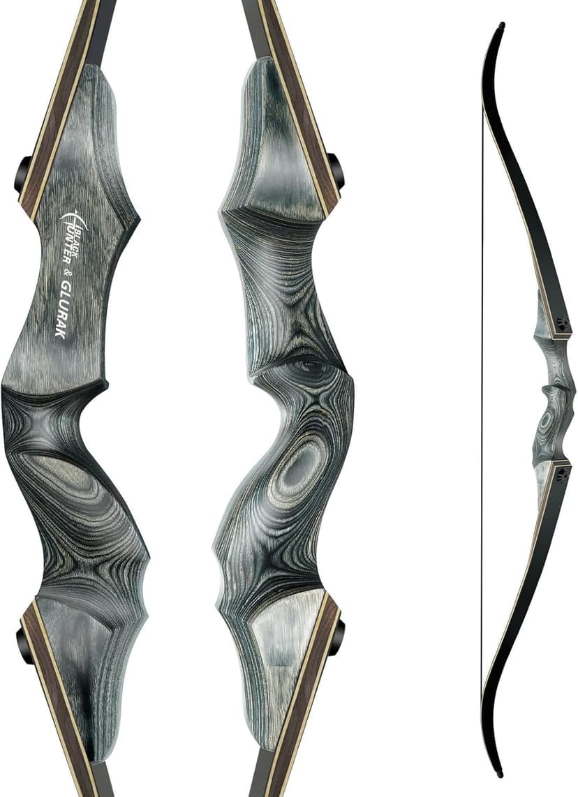 Black Hunter Takedown Recurve Bow, 60" Right Handed & Left Handed Archery Recurve Bows with Ergonomic Design for Adults Beginners to Advanced Outdoor Practice & Hunting (25-60 lbs)