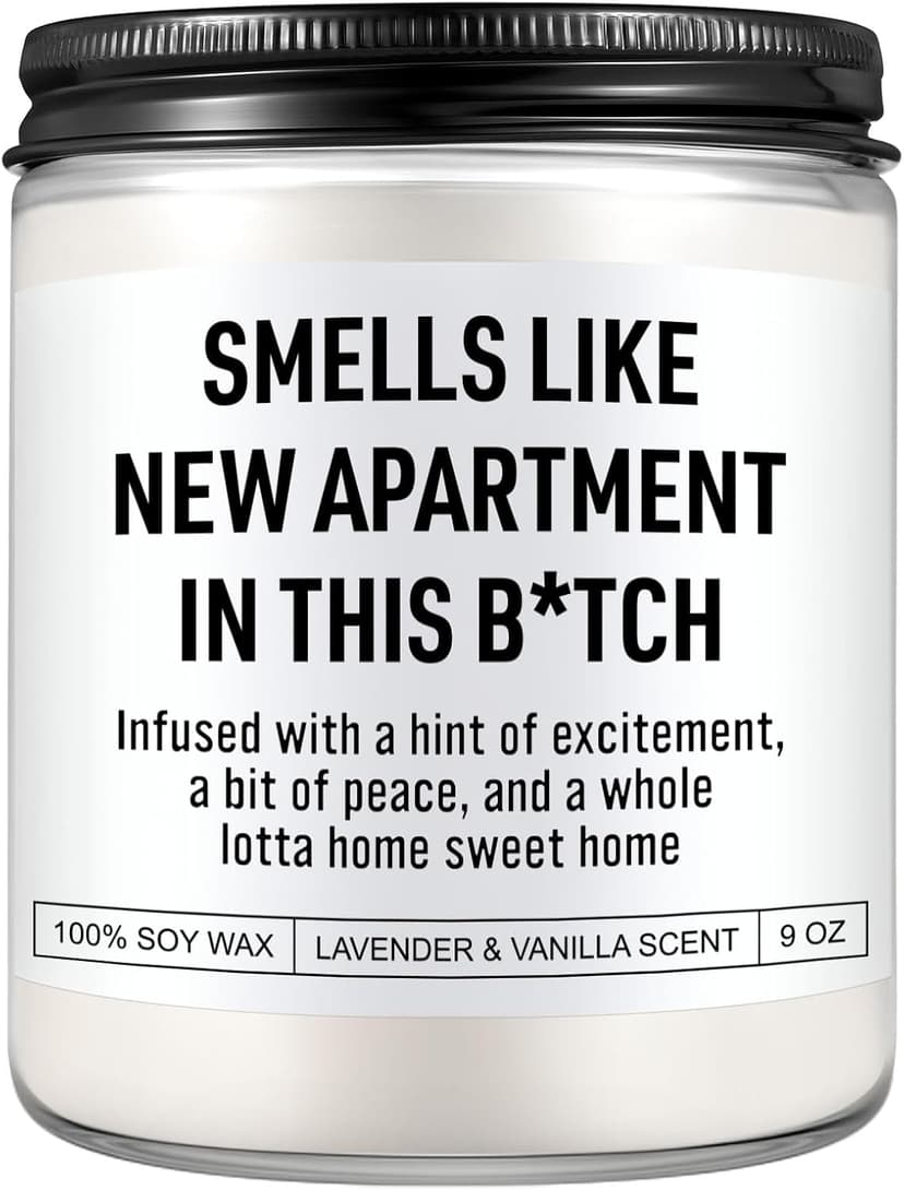 Funny Housewarming Candle, New Apartment Gifts, House Warming Gifts New Home for Men, Women, Couple, Family - First Apartment Essentials, 1st Apt. Must Haves - Closing Presents for Home Buyers