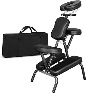 Nova Microdermabrasion Portable Massage Chair Foldable Tattoo Therapy Chair 4 Inches Thickness Sponge Face Cradle Spa Salon Massage Chair (Black)