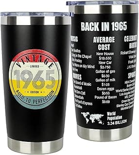 60th Birthday Gifts for Women Men - 1965 60th Birthday Decorations Gifts Ideas for Her Him - 60 Year Old Birthday Gift for Men Women Turning 60 Gift Ideas - 20oz Stainless Steel Tumbler