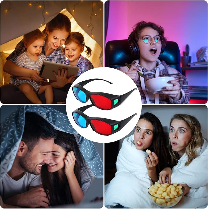 3 Pieces Red Blue 3D Glasses 3D Movie Game Glasses Anti-Polarization Design Red-Blue 3D Style Glasses