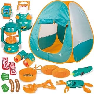 FUN LITTLE TOYS Pop Up Play Tent with Camping Gear and Tools Set, Outdoor Toys for Kids B07KKB4LFM