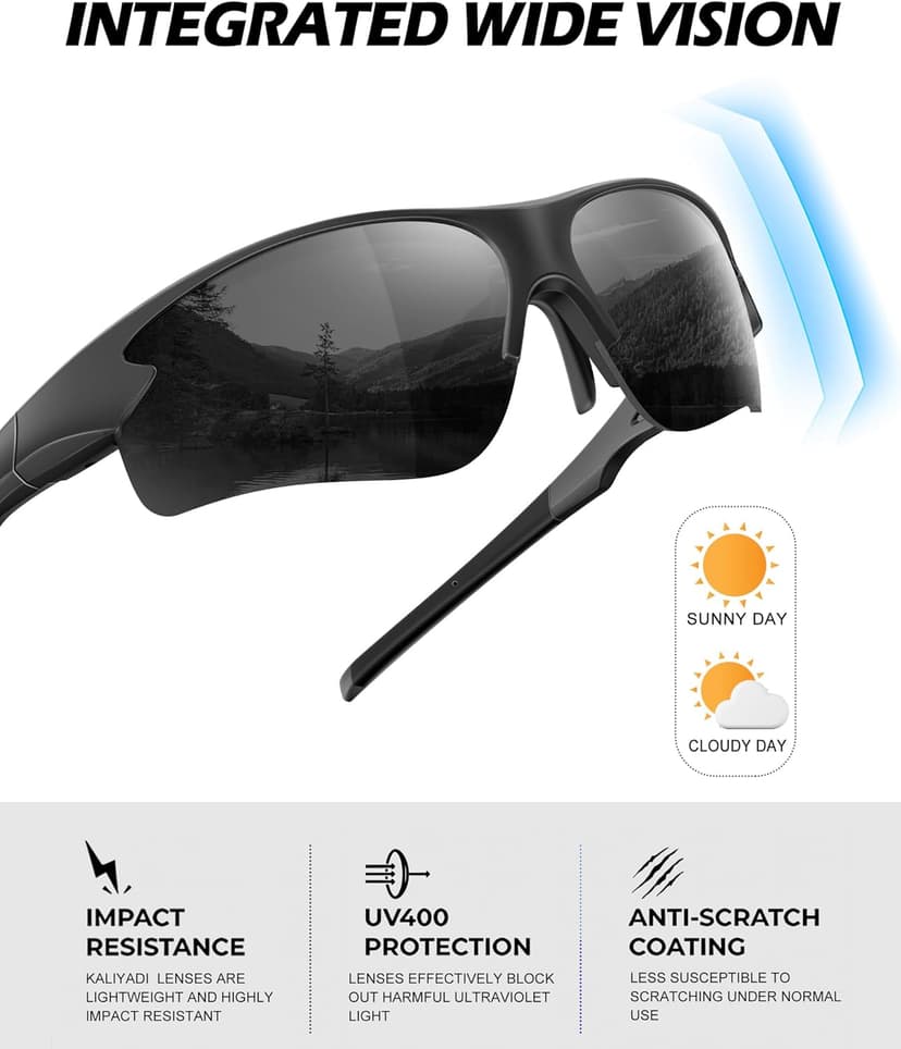 CIFOYA Polarized Sports Sunglasses for Men and Women - UV Protection Half Frame Sun Glasses for Running Baseball Fishing