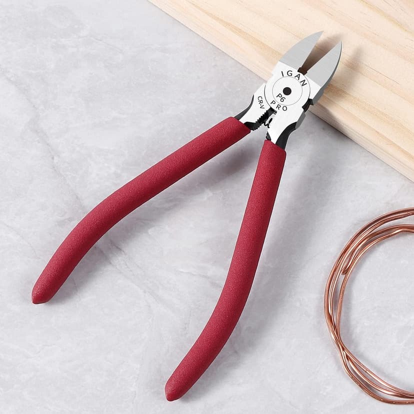 IGAN-P6 6-inch Ultra Sharp & Powerful Side Cutter Clippers with Longer Flush Cutting Edge, Ideal Wire Snips for Crafting, Floral, Electrical & Any Clean Cut Needs B087P191LP