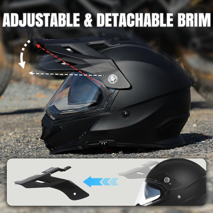 TRIANGLE Dual Sport Motorcycle Helmet Dirt Bike Helmets ATV Full Face Helmet for Adults Men with Internal Sunshield DOT Approved