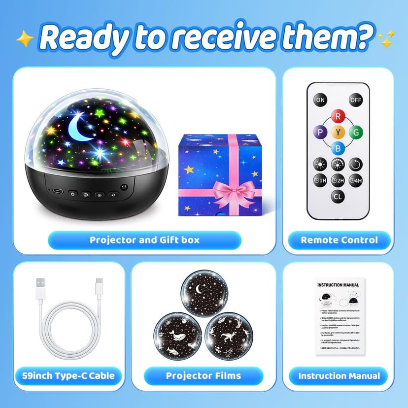 Staryou Dinosaur Toys for Kids 3-5, 【Remote+3 Films+93 Effects】 Dinosaur Toys for Kids 2-4, 【3 Timer+5 Brightness】 3 Year Old Boy Gift, Rotate 3 Year Old boy Birthday Gift, Boys Christmas Gifts Boys