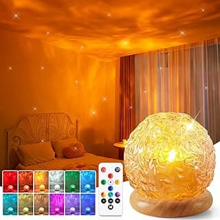 3-in-1 Sunset/Ocean/Northern, Remote, 6 Brightness, 1 Hr Timer, Made of Glass & Wood, Bedroom, Bathroom, Dorm,Halloween Light Ambient Lighting, 16 Colors Led Lights for Bedroom, Gift Ideas, Room Decor B0DG92NWYG
