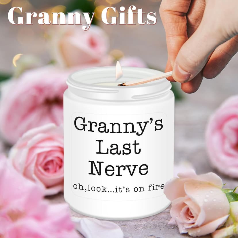Homsolver Granny Gifts,Gifts for Grandma from Granddaughter Grandson, Christmas, Birthday, Mother and Grandparents Day, Scented Candles, Granny’s Last Nerve B0H44HNW9R
